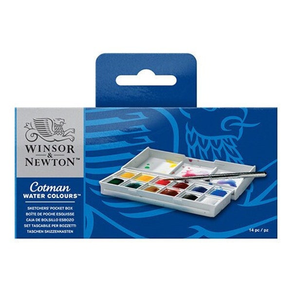 Winsor & Newton Cotman Watercolour, Sketchers Pocket Box Set, 12 Half Pan Watercolour Set