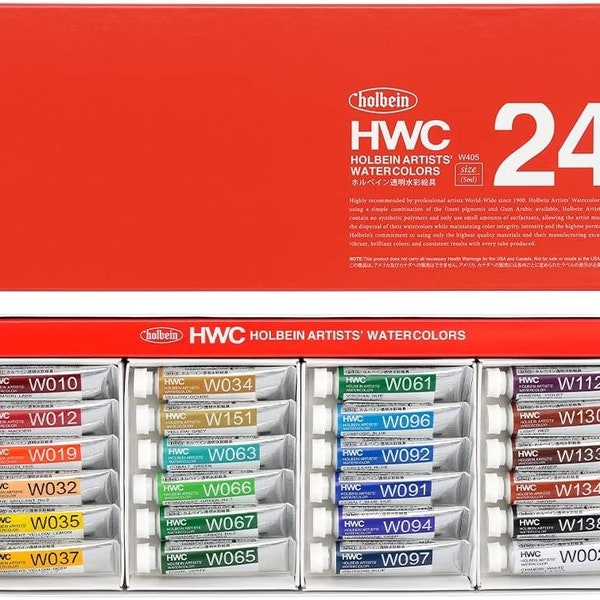 Holbein Artist Watercolour Set 24 tubes, Professional Artist Grade Watercolour Set, Holbein Watercolour