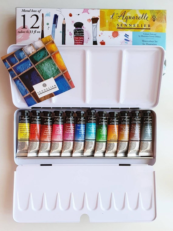 Sennelier Watercolour Paint Set of 12 X 10ml Tubes in Metal Box, Sennelier  Artist Grade Watercolor Paint Set, BRAND NEW 