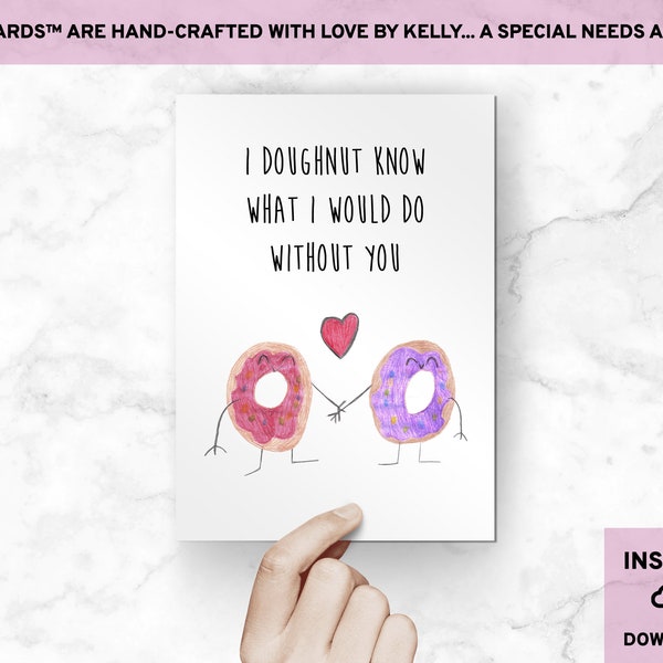 INSTANT DOWNLOAD: Printable Love Cards, Printable Greeting Cards, Love Cards, Special Needs Artist, Hand-Drawn Cards, Friendship Cards