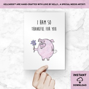 DOWNLOAD IMMEDIATO: Cartoline di amicizia stampabili, Cartoline d'auguri stampabili, Carta carina, Artista con bisogni speciali, Carta disegnata a mano, Carta maiale