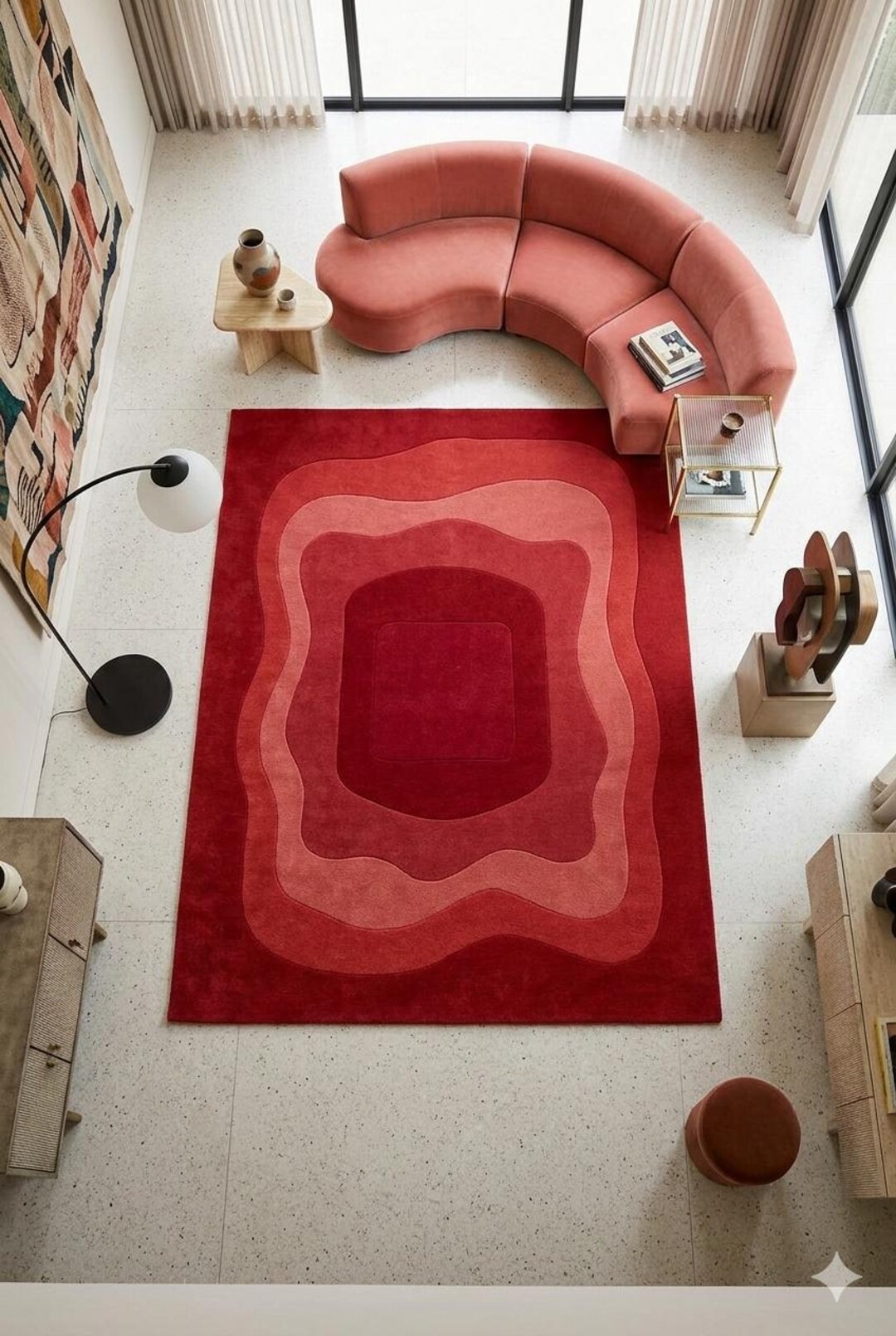 Rcc Rugs Modern Red Abstract Rug, Hand Tufted Wool Area Rug, Contemporary Living ...