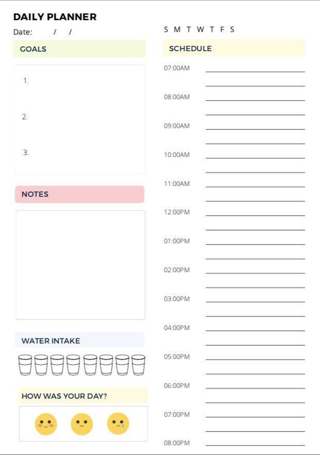 DIGITAL &amp; PRINTABLE - Undated Daily Overview Planner - Etsy