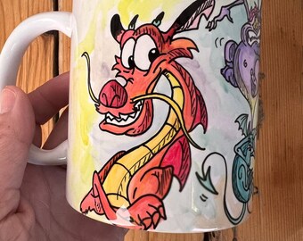 Taza pintada a mano "Mezcla personajes secundarios"