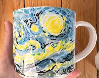 Taza pintada a mano "Noche estrellada"