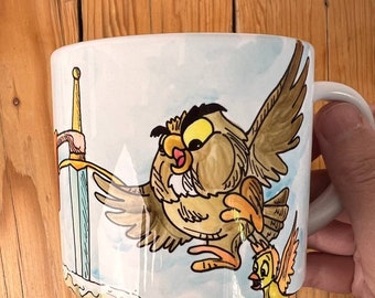 Taza pintada a mano "Anacleto, Semola, Merlino"