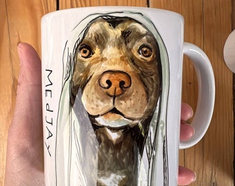 Taza pintada a mano con el retrato de tu amigo de 4 patas.