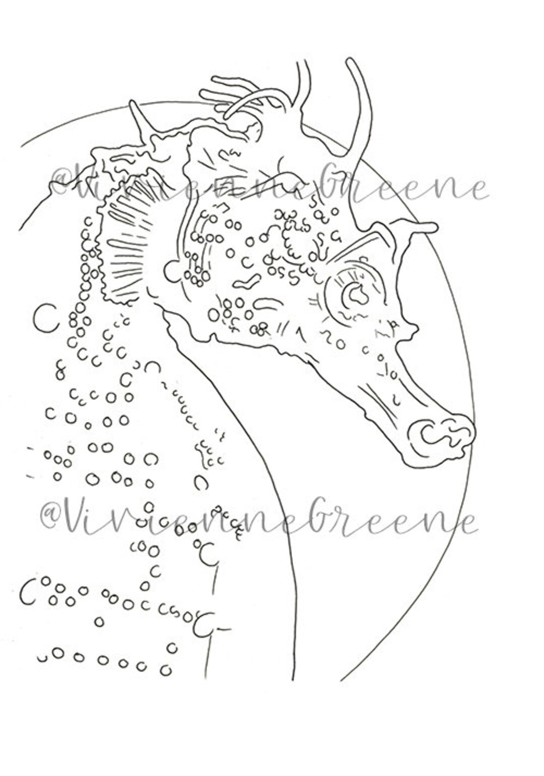 Ausmalbild Hübsches Seepferdchen Wildlife Wildtier - Etsy Denmark