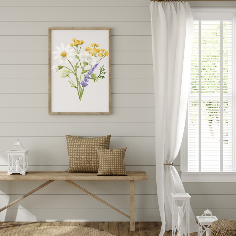 White and Purple and Gold Flower Bouquet Wall Decor Etsy