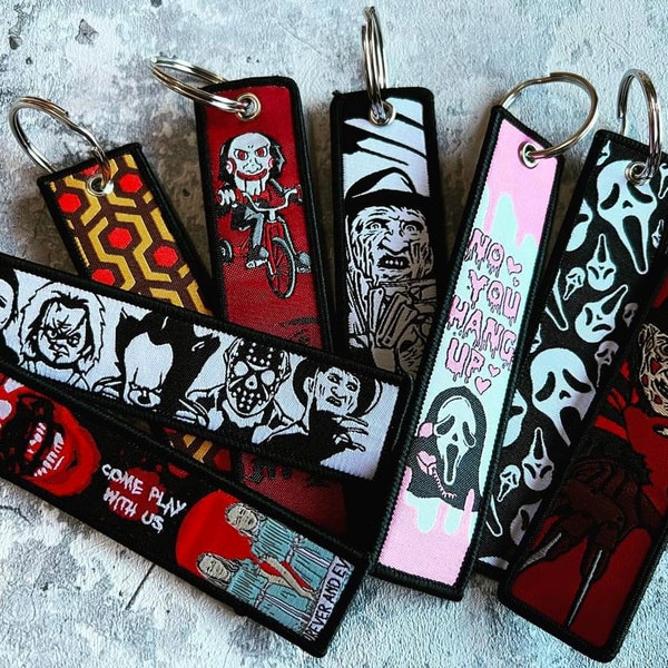 Horror/Scary Movie Double Sided Fabric Key Tags, Keychain