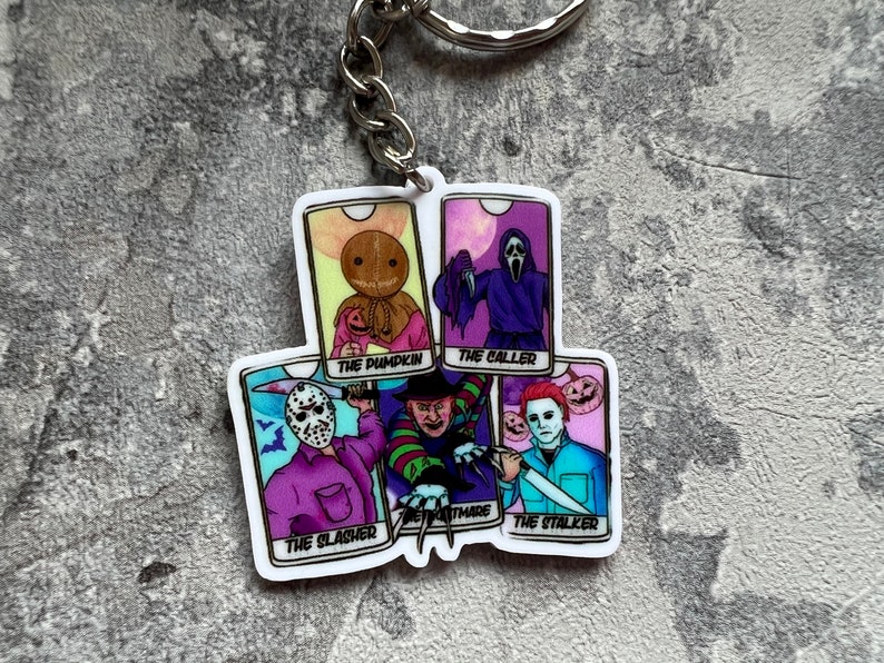 Horror/scary Movie Characters Tarot Cards, Mug Shot, Flowers Keychain ...