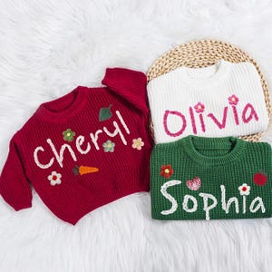 Personalized Baby Name Hand Embroidered Sweater | Announcement Baby Sweater | Baby Christmas Gift | Newborn Gift | Baby Shower Gift