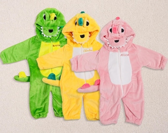 Christmas Pajamas Dinosaur Baby Onesie, Toddler Romper, Animal Baby Bodysuit, Warm Baby Halloween Costumes Christmas Gift for Boy or Girl