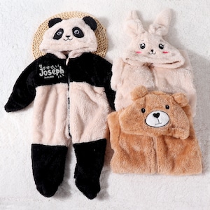 Christmas Pajamas Bear Baby Onesie, Toddler Romper, Animal Bear Baby Bodysuit Rompers, Warm Baby Costume Halloween Costumes for Boy or Girl