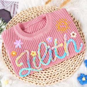 Personalized Baby Heart Sweater|Embroidered Name Baby Heart Sweatshirt|Custom Baby&#39;s First Valentine Clothes|Daddy Mommy&#39;s Little Valentine