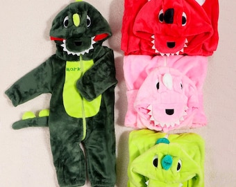 Christmas Pajamas Dinosaur Baby Onesie,Toddler Romper, Animal Baby Bodysuit, Long Sleeve Rompers, Warm Baby  Costumes for Boy or Girl