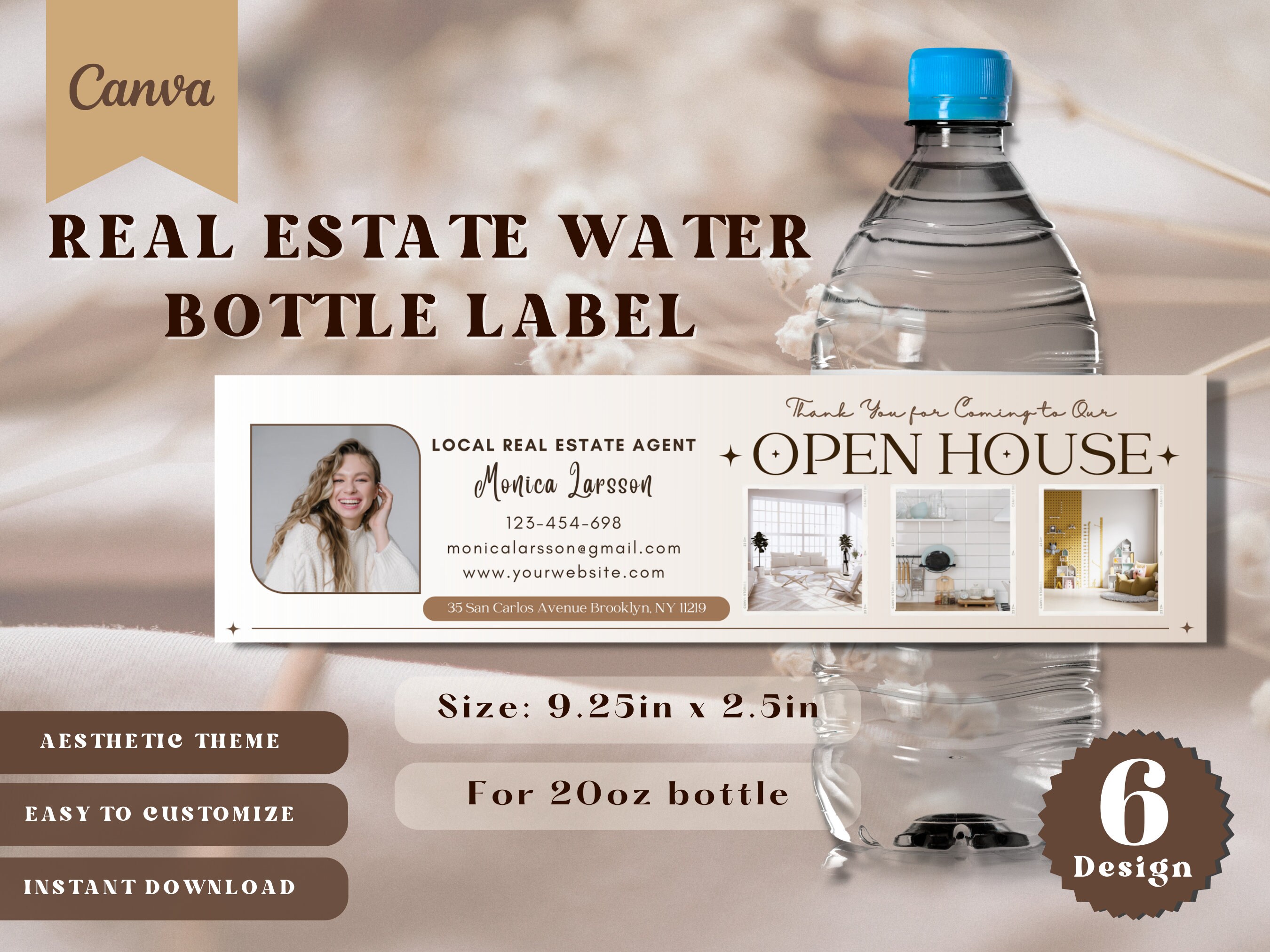Real Estate Water Bottle Label Realtor Marketing Realtor Etsy