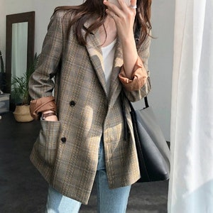 Suit Dark Academia Clothing Retro Double Breasted Office - Etsy 小物などお買い LOOSE DOUBLE - BRESTED JACKET テーラードジャケット