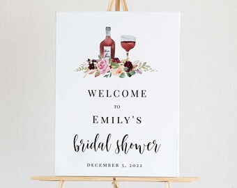 Cheers to Love Bridal Shower Welcome Sign Printable, Wedding Welcome Sign Template, Printable Wedding Sign, Fully Editable, Templett, RC0072