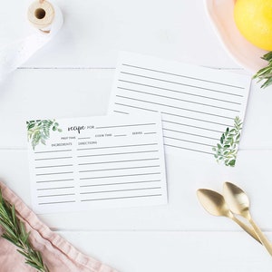 Recipe Card for Bridal Shower, Sage Greenery Recipe Card, Wedding Shower Recipe Card, Instant Download, Printable Recipe, RC0331