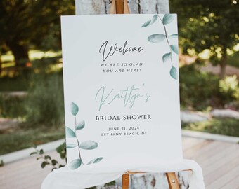 Eucalyptus Bridal Shower Welcome Sign Printable, Boho Wedding Large Welcome Sign Template, Sage Bridal Shower Poster, Printable, RC0156