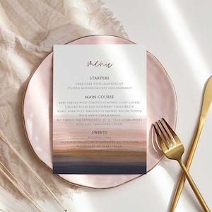 Earth Tone Wedding Reception Menu Card, Minimalist Dinner Menu Card for Wedding, Fully Editable, Terra Cotta, Instant Download, RC0274 image 1