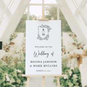 Minimalist Wedding Welcome Sign Template: Elegant Crest (Digital Download)