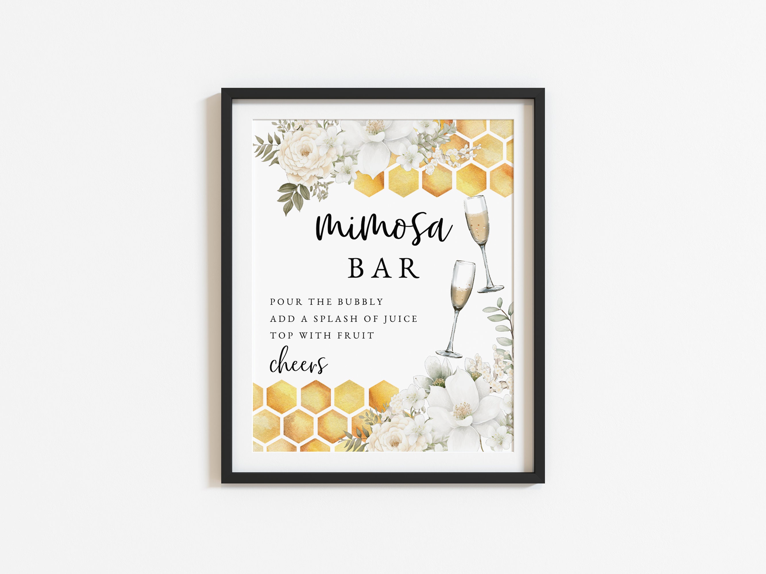 Bee Bridal Shower Mimosa Bar Sign Template | Meant to Bee | Bee Drink Sign | Honey Comb | Instant Download | Bridal Shower | RC0321