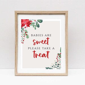 Christmas Baby Shower Treat Sign for Baby Shower, Holiday Baby shower sign template, Babies are Sweet,  Instant Download, RC0269
