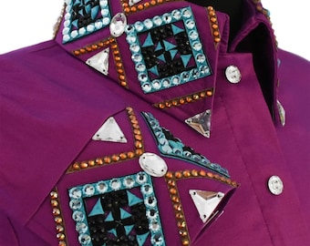 Retro Shirts . Western women show shirt Western Pleasure Show Shirt & Women Rail Shirt, Western custom Rodeo Queen Show Shirt , Showmanship,