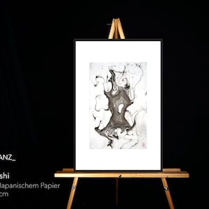 DANZA SELVAGGIA - Suminagashi originale - Arte marmorizzata giapponese su carta | Dipinto a inchiostro unico | Pezzo unico fatto a mano
