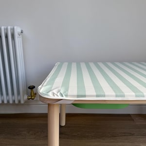 Capa de mesa FLISAT listrada de menta: protetor de mesa de jogos estiloso