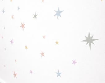 Muurstickers met sterren in pastelkleuren, neutrale kinderkamerstickers, herbruikbaar kinderdecor