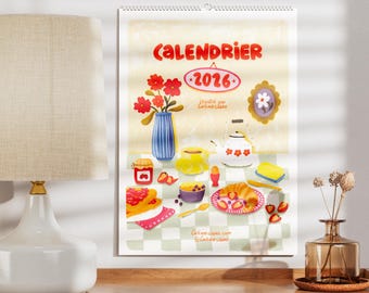 Illustrated wall calendar 2026: meals & dishes illustrated | A4 format | Annual | Wall decoration | Stationery gift idea