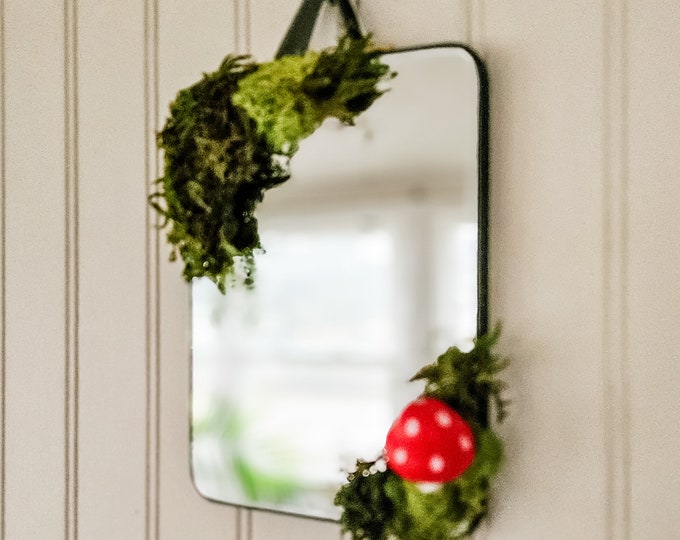 Mini Cottagecore Inspired Mushroom and Moss Mirror