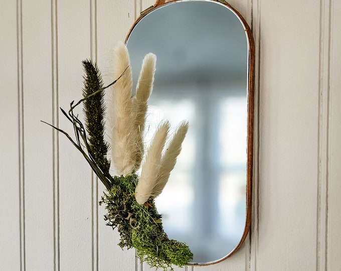 Cottagecore Inspired Dried Flower and Moss Mirror