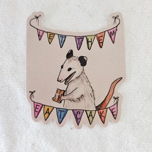 Sticker vinyle drôle Opossum | Oeuvres d'art originales
