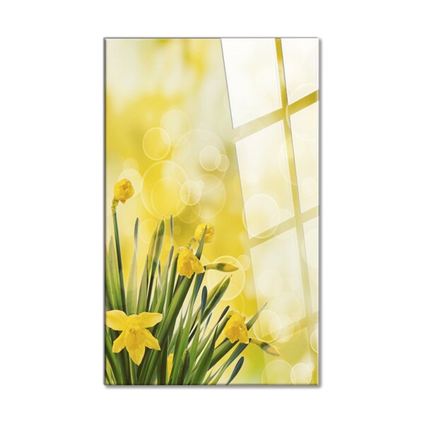 Glass Wall Art Tempered Extra Large Vivid Home Office Decoration, Kitchen, Bed Room, Christmas Gift UV Digital Printed - spring daffodils
