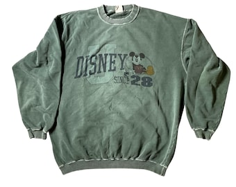 Sudadera vintage verde Disney U Mickey Mouse talla grande