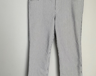 Jeans vintage feminino listrado preto e branco Lauren Ralph Lauren tamanho 16