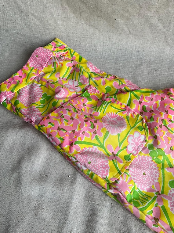 Vintage Lilly Pulitzer Retro Yellow Pink Floral Pants No Size READ DESCRIPTION