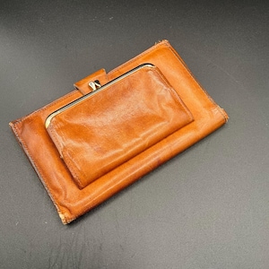 Cartera plegable vintage de piel de vaca Rolfs para mujer