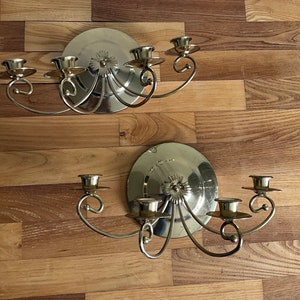 Vintage Brass Hollywood Regency Style Pair wall Candle Sconces Set Of 2 Four Candles