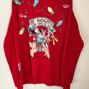 Vintage Red Christmas Sweater Pullover Crewneck Size Large