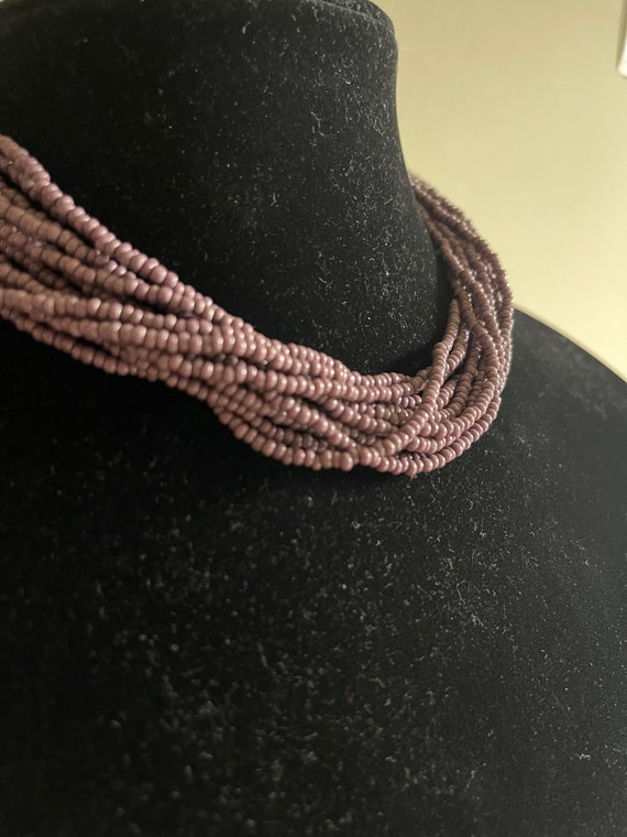 Vintage Purple Beaded Necklace - Multiple Strands