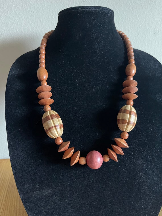 Vintage Wooden Beaded Necklace