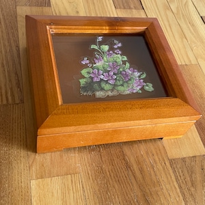 Vintage Floral Wooden Jewelry Box