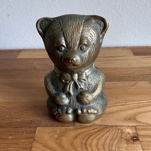 Vintage Brass Teddy Bear Piggy Bank