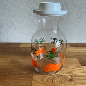Vintage Orange Juice Glass Carafe or Pitcher With Lid - 1 Liter