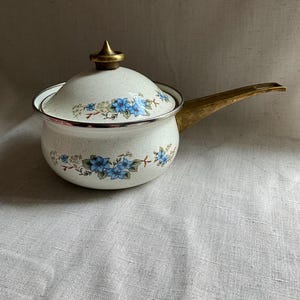 Vintage Tacolor Blue Floral Sauce Pan | Made in Taiwan